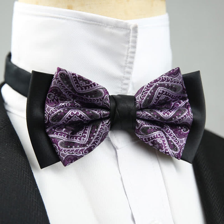 Nœud papillon double épaisseur à motif cachemire pour homme
