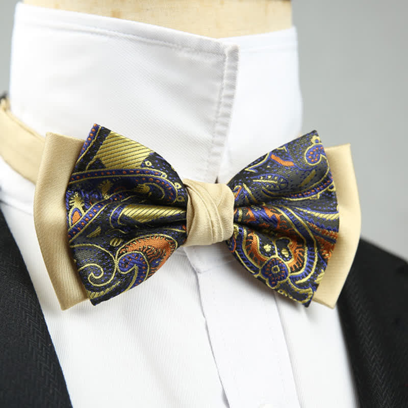 Nœud papillon double épaisseur à motif cachemire pour homme
