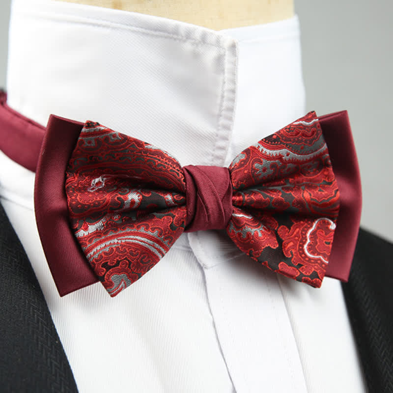 Nœud papillon double épaisseur à motif cachemire pour homme