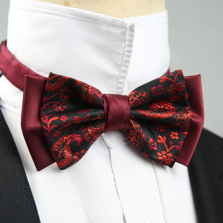 Nœud papillon double épaisseur à motif cachemire pour homme