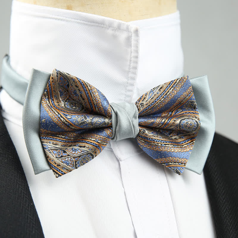Nœud papillon double épaisseur à motif cachemire pour homme