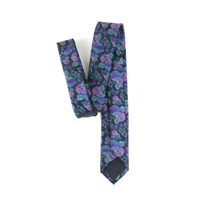 Costume de loisirs pour homme pour fête de mariage, cravate fine à fleurs