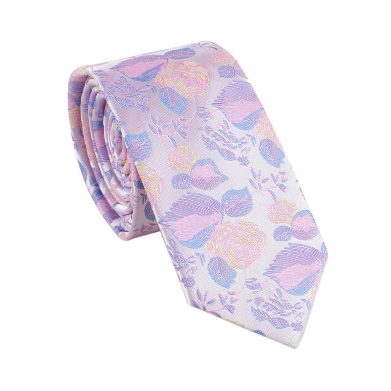 Costume de loisirs pour homme pour fête de mariage, cravate fine à fleurs - Violet - image 5