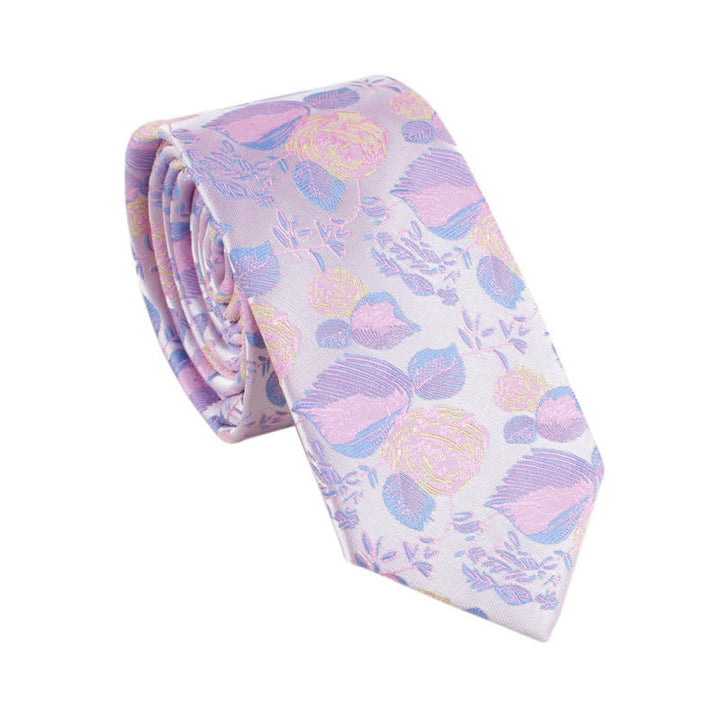 Costume de loisirs pour homme pour fête de mariage, cravate fine à fleurs - Violet - image 5