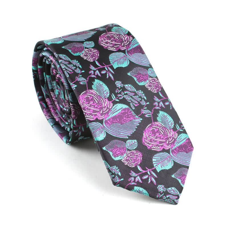 Costume de loisirs pour homme pour fête de mariage, cravate fine à fleurs - Rose - image 0