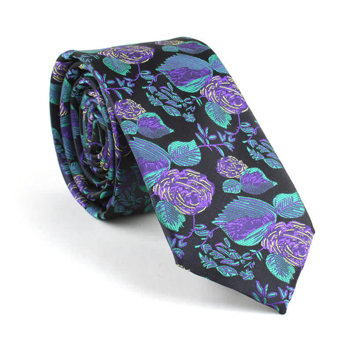 Costume de loisirs pour homme pour fête de mariage, cravate fine à fleurs