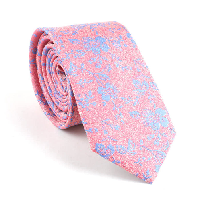 Cravate fantaisie fine à motif floral coloré pour homme