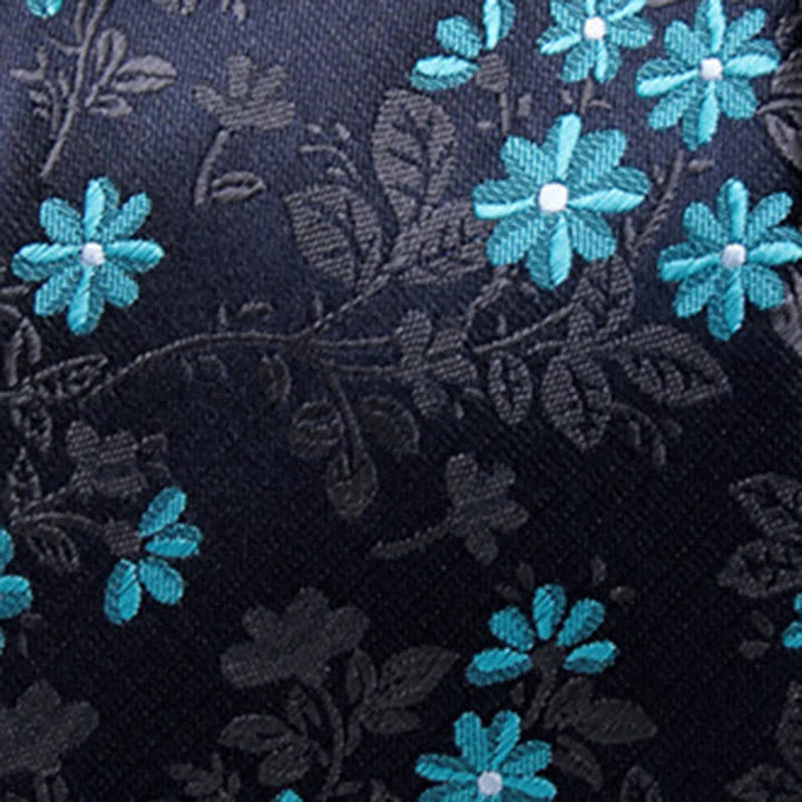 Cravate élégante à motif floral bleu marine pour homme