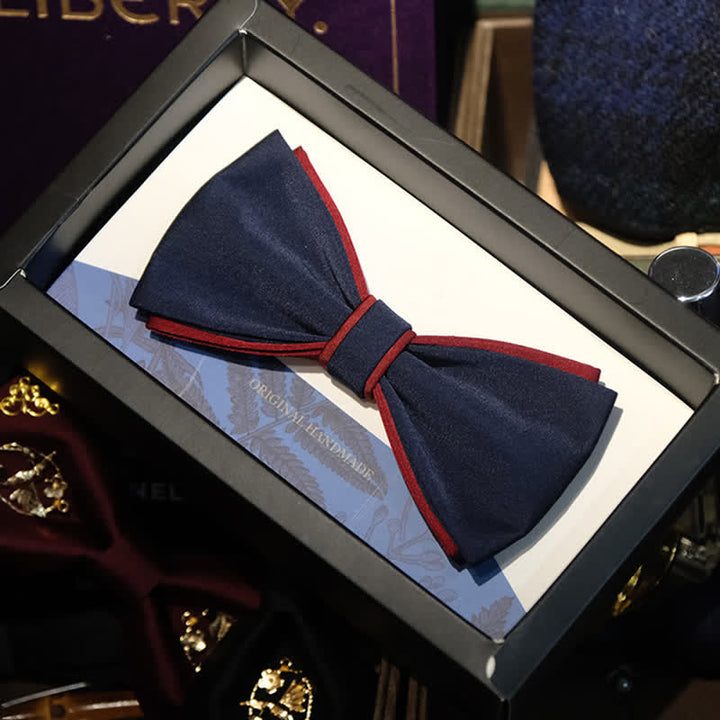 Nœud papillon double épaisseur bicolore bleu marine bordeaux pour homme