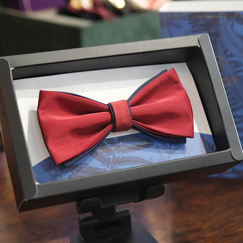 Nœud papillon double épaisseur bicolore bleu marine bordeaux pour homme