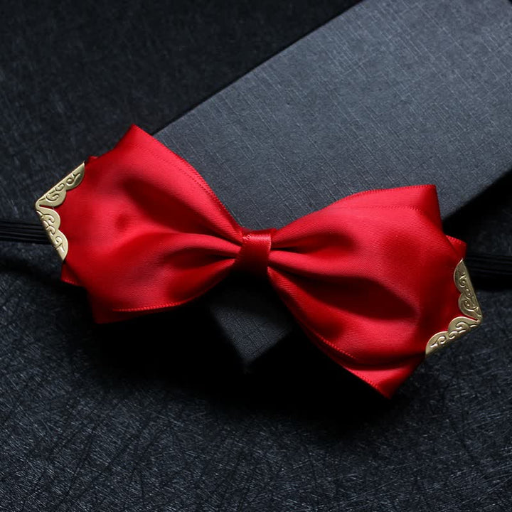 Nœud papillon classique à pointe dorée de couleur unie pour homme