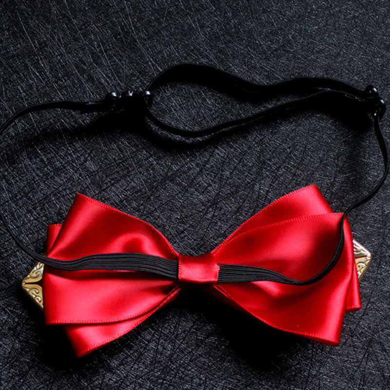 Nœud papillon classique à pointe dorée de couleur unie pour homme