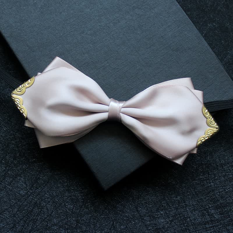 Nœud papillon classique à pointe dorée de couleur unie pour homme