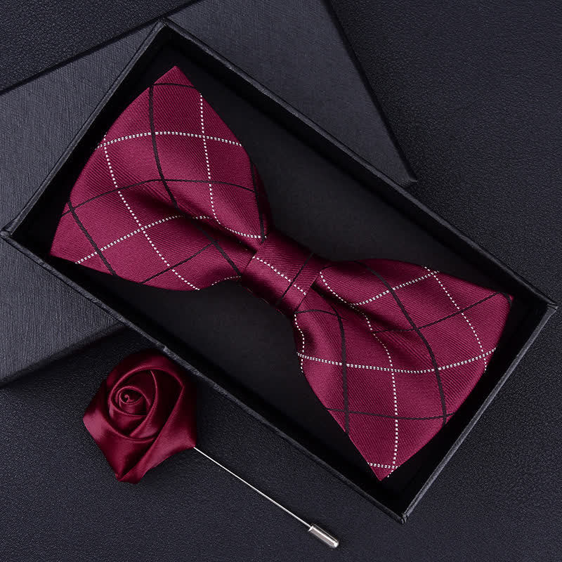 Lot de 2 nœuds papillon à carreaux de style britannique pour homme