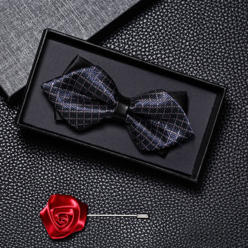 Lot de 2 nœuds papillons de mariage à double pointe vintage pour homme