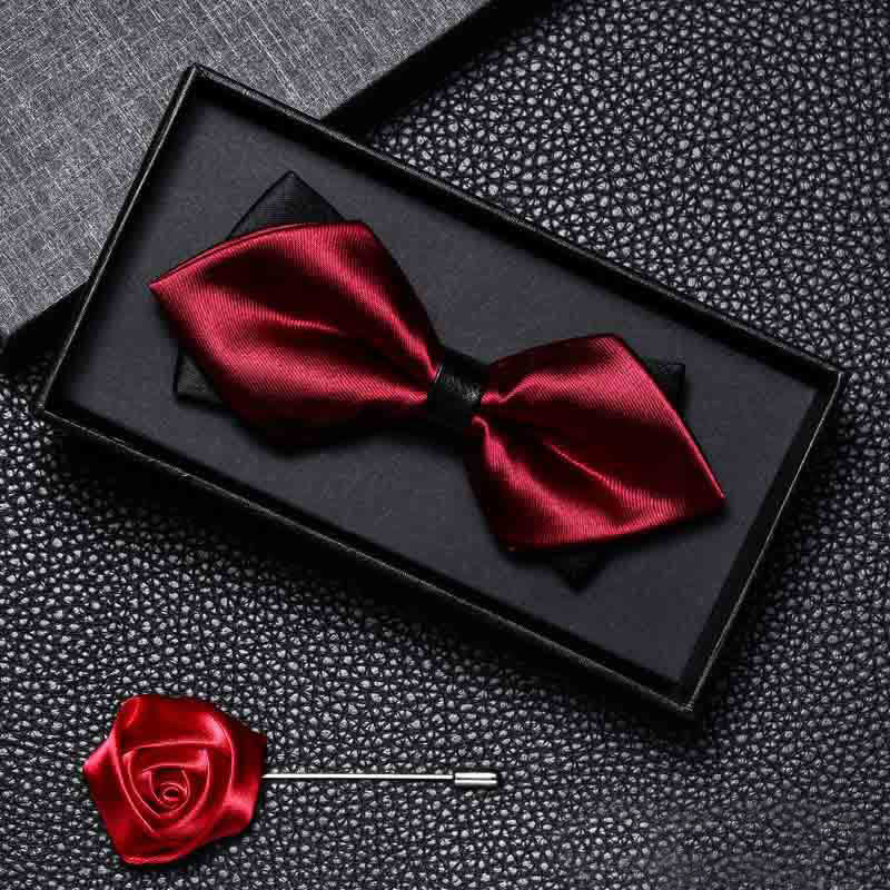 Lot de 2 nœuds papillons de mariage à double pointe vintage pour homme