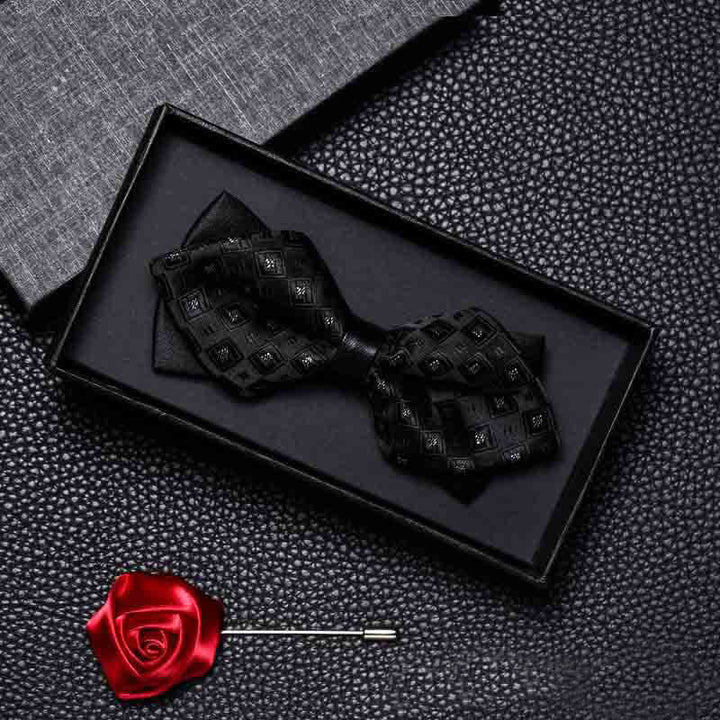 Lot de 2 nœuds papillons de mariage à double pointe vintage pour homme