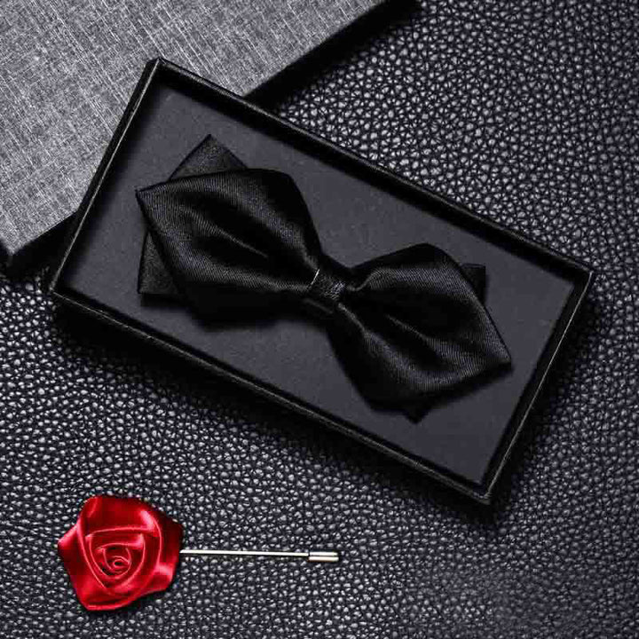 Lot de 2 nœuds papillons de mariage à double pointe vintage pour homme