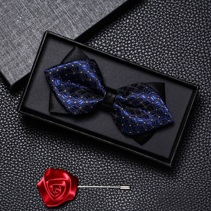 Lot de 2 nœuds papillons de mariage à double pointe vintage pour homme