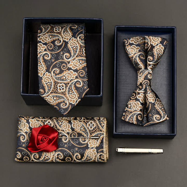 Ensemble de 5 nœuds papillon pour homme - Style #3 (bleu marine et beige) - image 3
