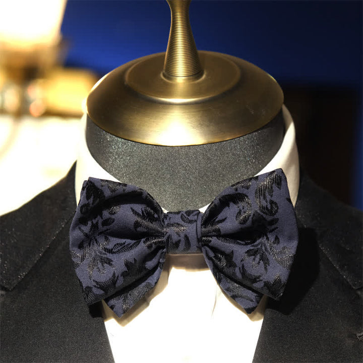 Nœud papillon de mariage en jacquard bleu foncé vintage pour homme