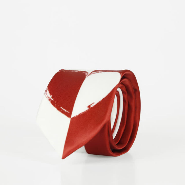 Cravate pour homme à motif cœurs contrastés rouge et blanc
