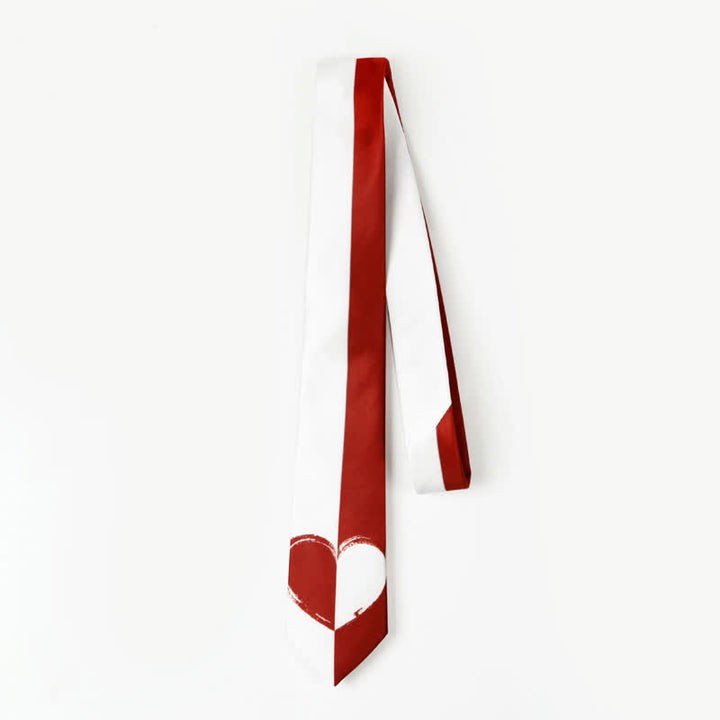 Cravate pour homme à motif cœurs contrastés rouge et blanc