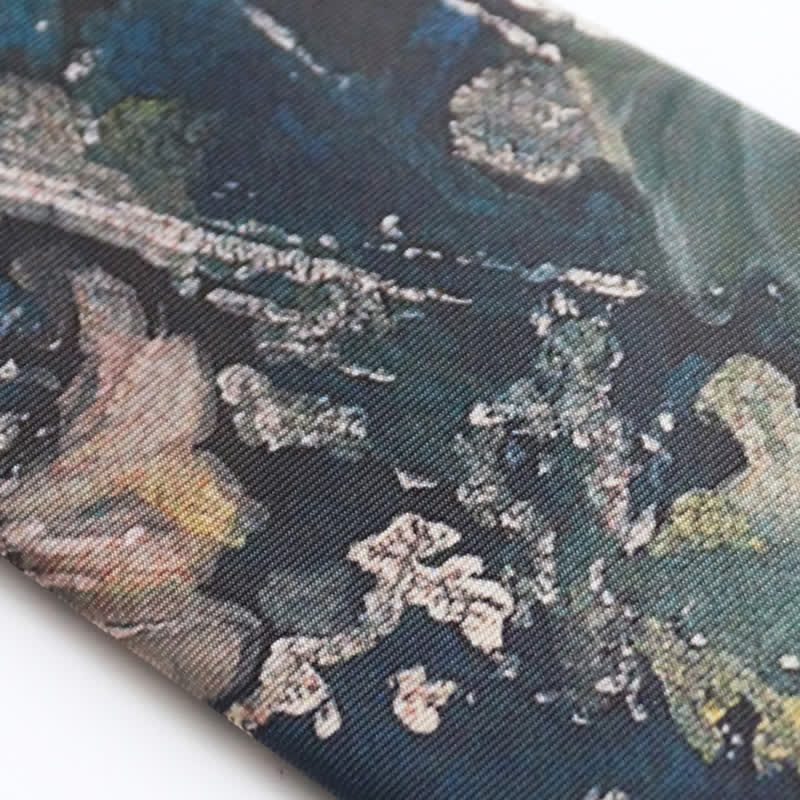 Cravate pour homme avec motif feuille de lotus bleu et vert
