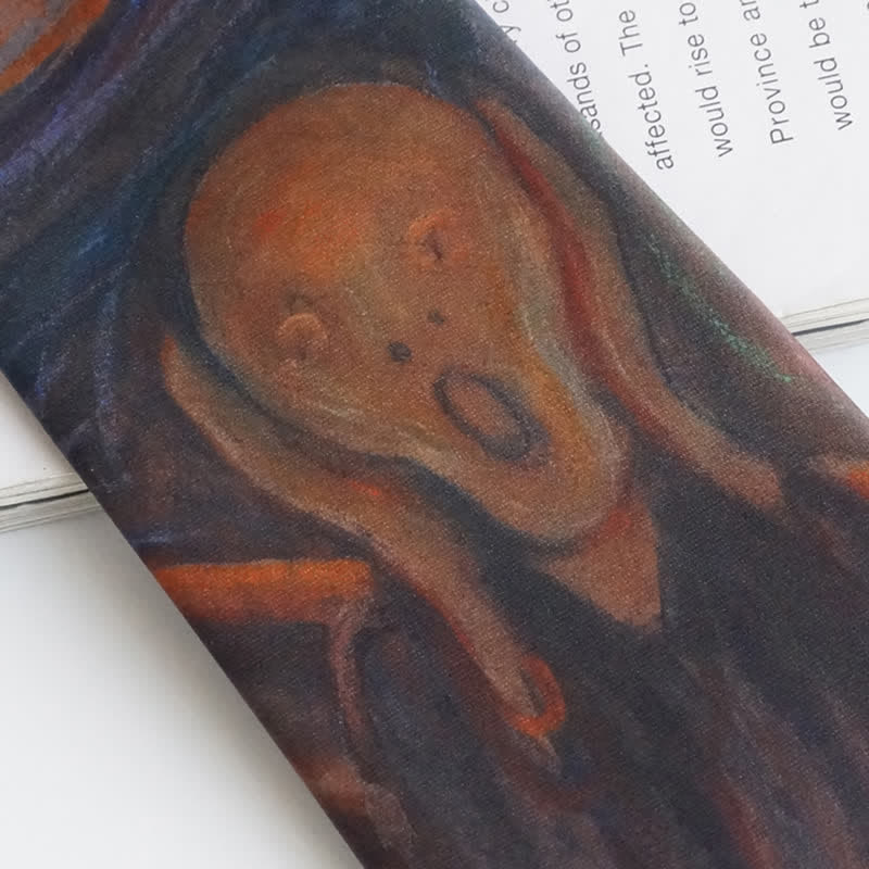 Cravate rouge rouille pour homme avec peinture à l'huile The Scream