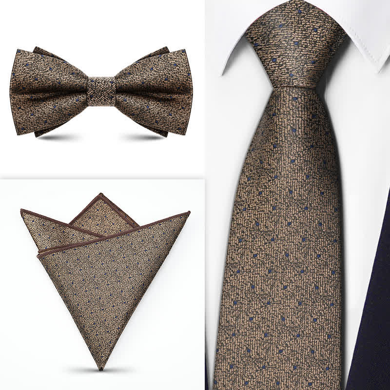 Ensemble de 3 cravates à nœud papillon Paisley pour homme de la série Brown