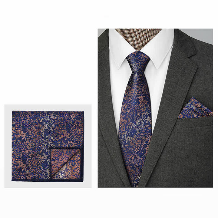 Ensemble de 3 cravates à nœud papillon Paisley pour homme de la série Brown