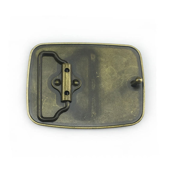 Ceinture en cuir à boucle tête de mort en relief bronze pour homme