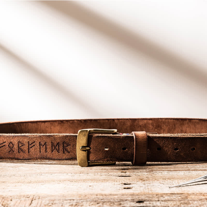Ceinture en cuir décontractée avec lettres gravées rétro pour vêtements de travail