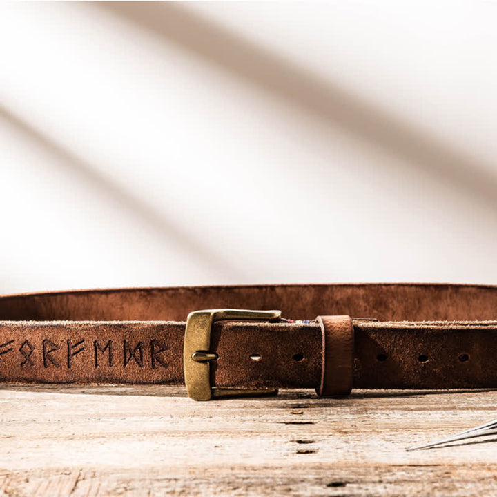 Ceinture en cuir décontractée avec lettres gravées rétro pour vêtements de travail