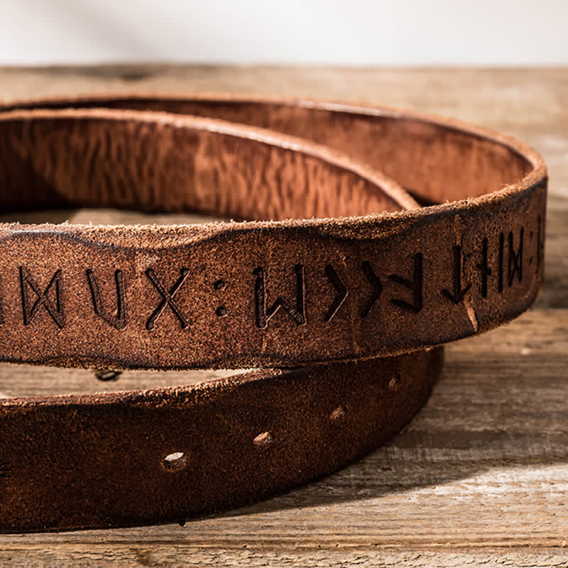 Ceinture en cuir décontractée avec lettres gravées rétro pour vêtements de travail