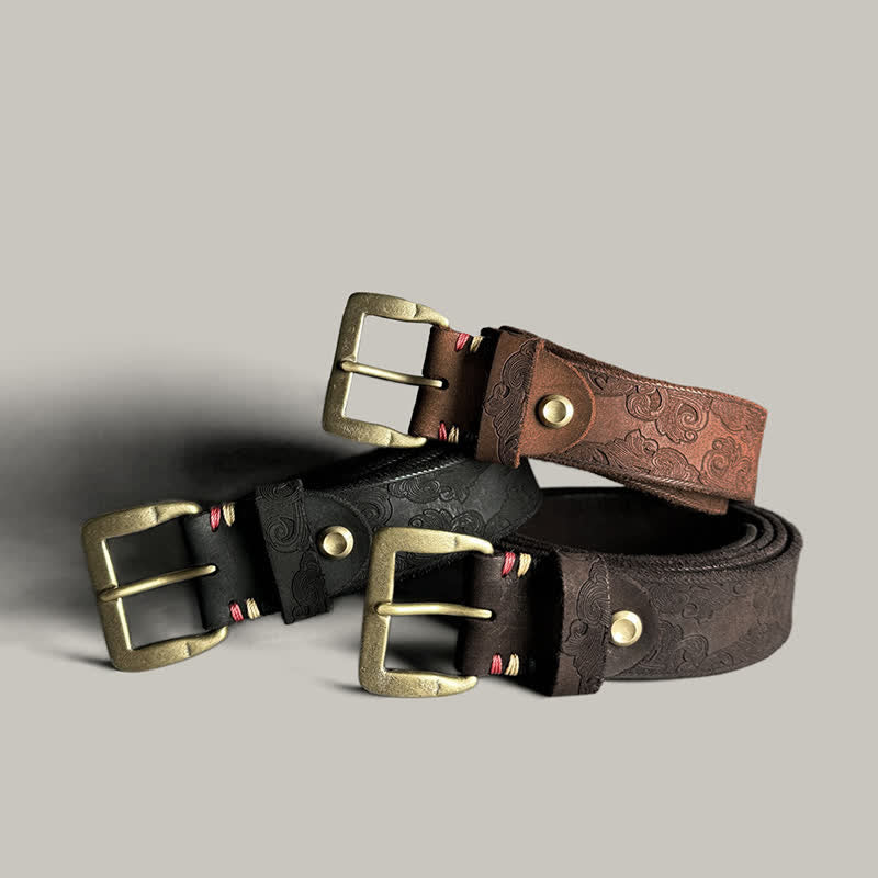 Ceinture en cuir à motif floral vintage délicat