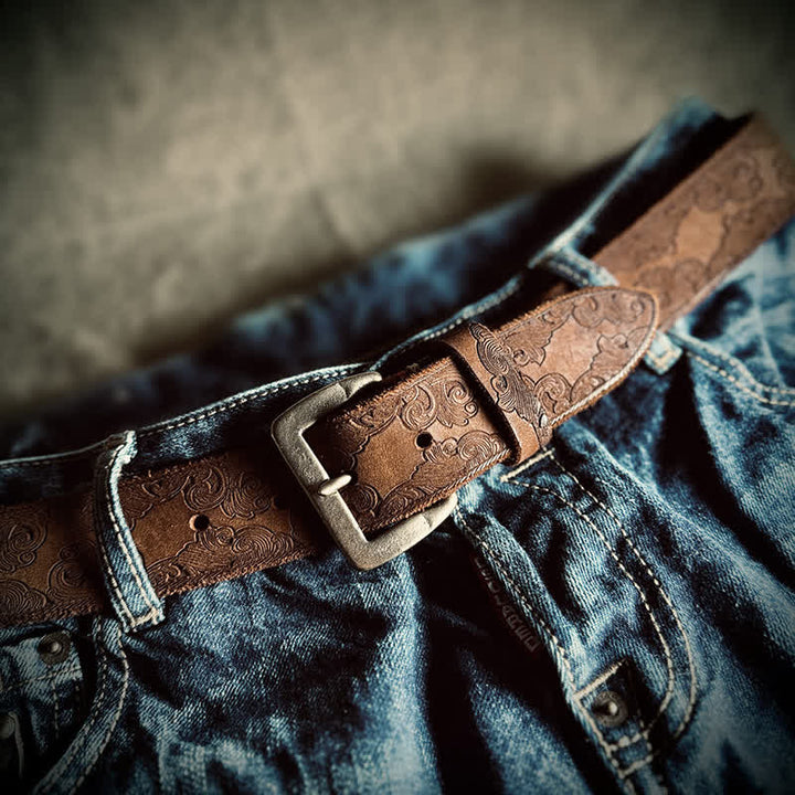 Ceinture en cuir à motif floral vintage délicat