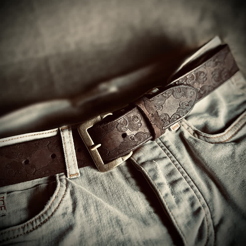 Ceinture en cuir à motif floral vintage délicat