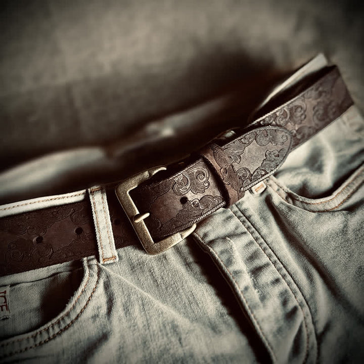 Ceinture en cuir à motif floral vintage délicat