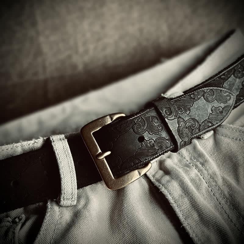 Ceinture en cuir à motif floral vintage délicat