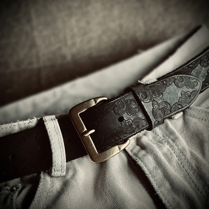 Ceinture en cuir à motif floral vintage délicat