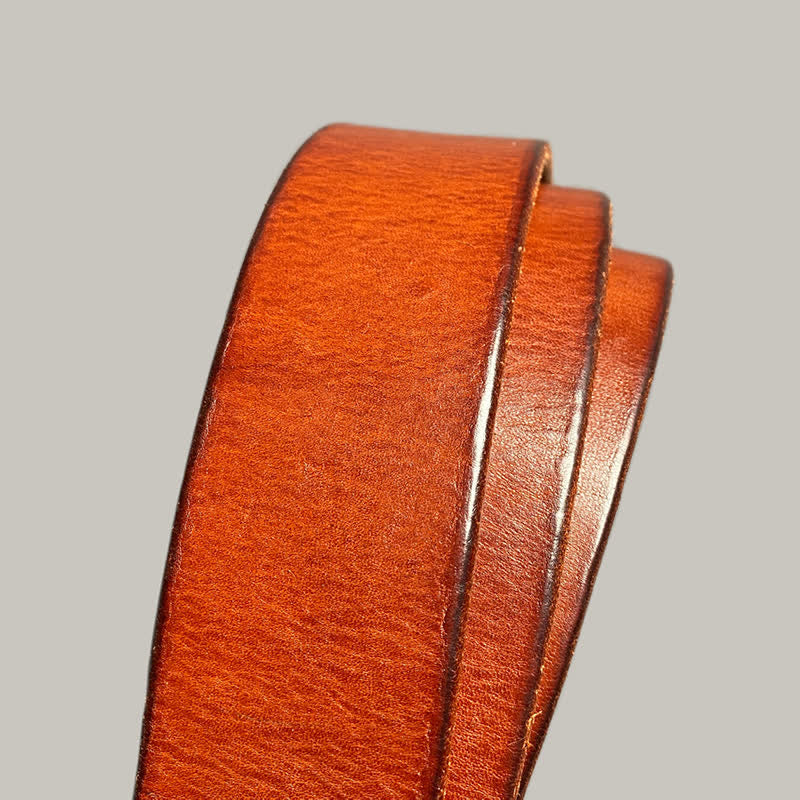 Ceinture en cuir pour pantalon avec boucle gravée à motif floral carré