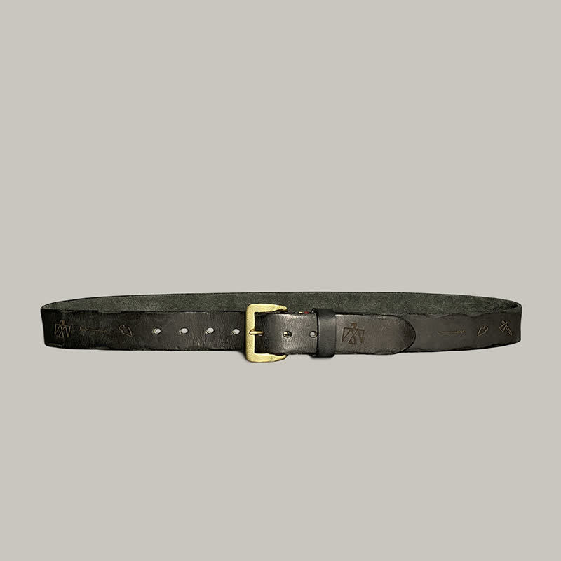 Ceinture décontractée en cuir à motif totem gravé au laser rétro