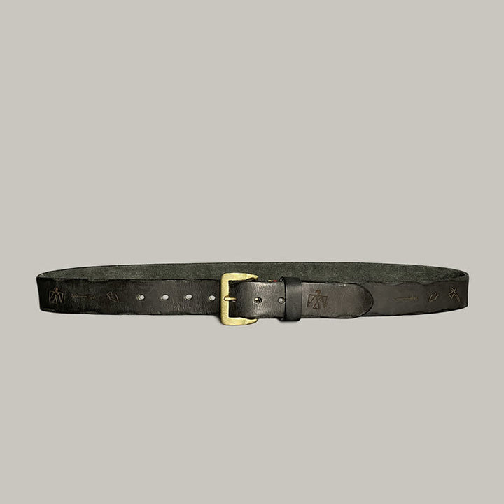 Ceinture décontractée en cuir à motif totem gravé au laser rétro