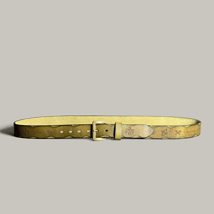 Ceinture décontractée en cuir à motif totem gravé au laser rétro