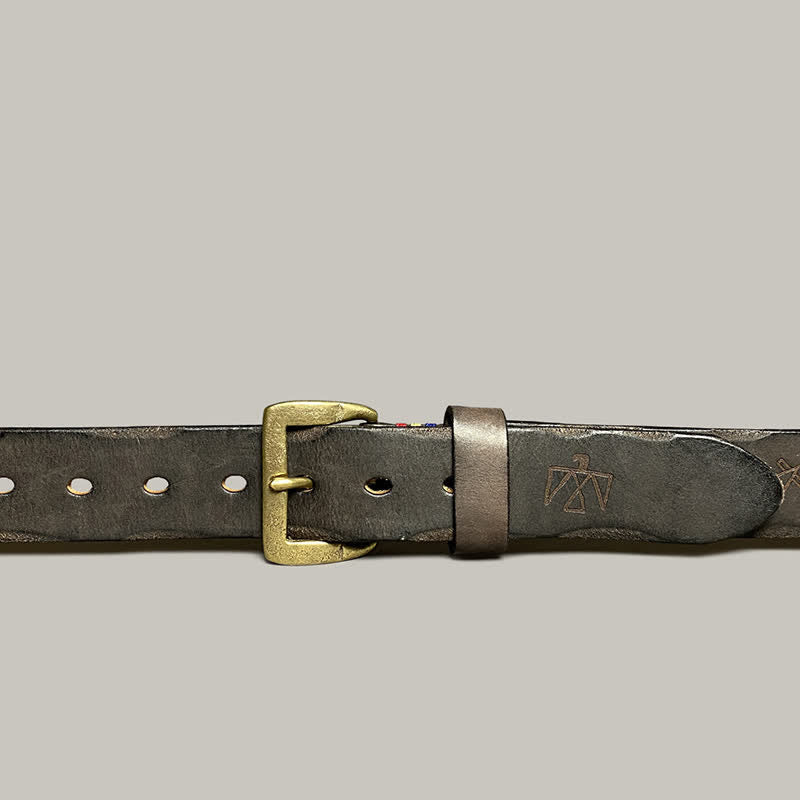 Ceinture décontractée en cuir à motif totem gravé au laser rétro