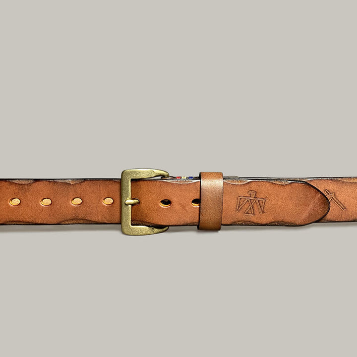 Ceinture décontractée en cuir à motif totem gravé au laser rétro