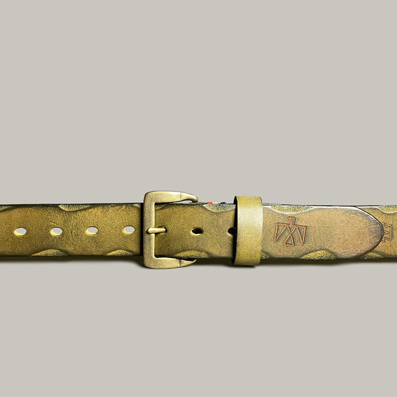 Ceinture décontractée en cuir à motif totem gravé au laser rétro