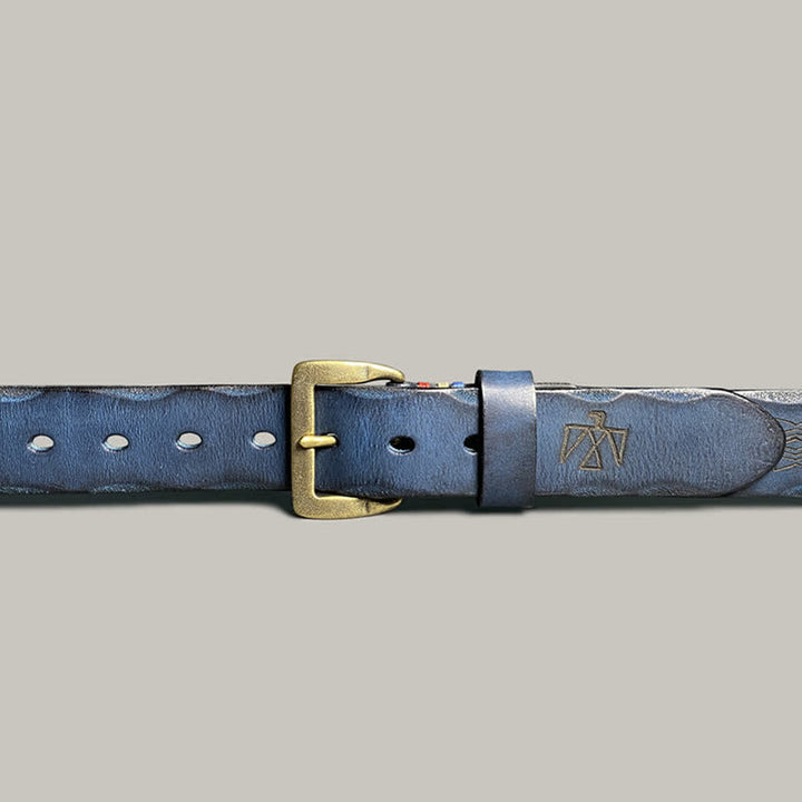 Ceinture décontractée en cuir à motif totem gravé au laser rétro