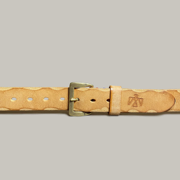 Ceinture décontractée en cuir à motif totem gravé au laser rétro